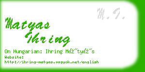 matyas ihring business card